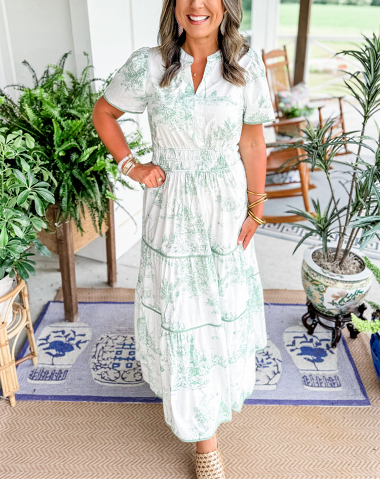 Esther™ Klasszikus Toile Maxi Ruha