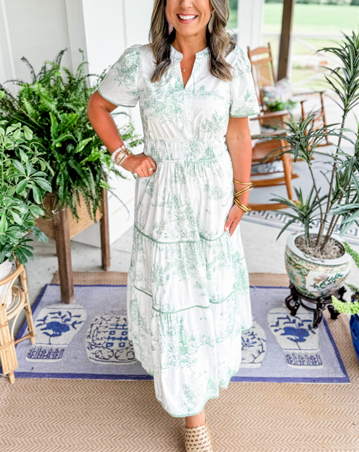Esther™ Klasszikus Toile Maxi Ruha