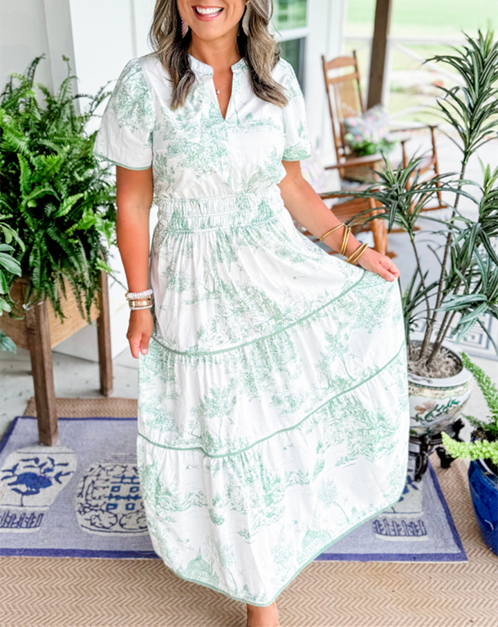 Esther™ Klasszikus Toile Maxi Ruha