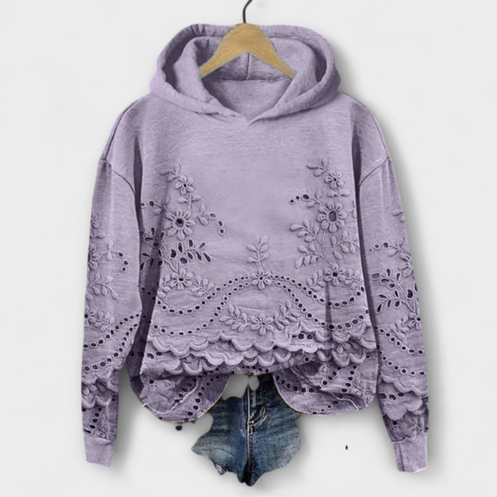 Léna | Elegant hooded top with lace details