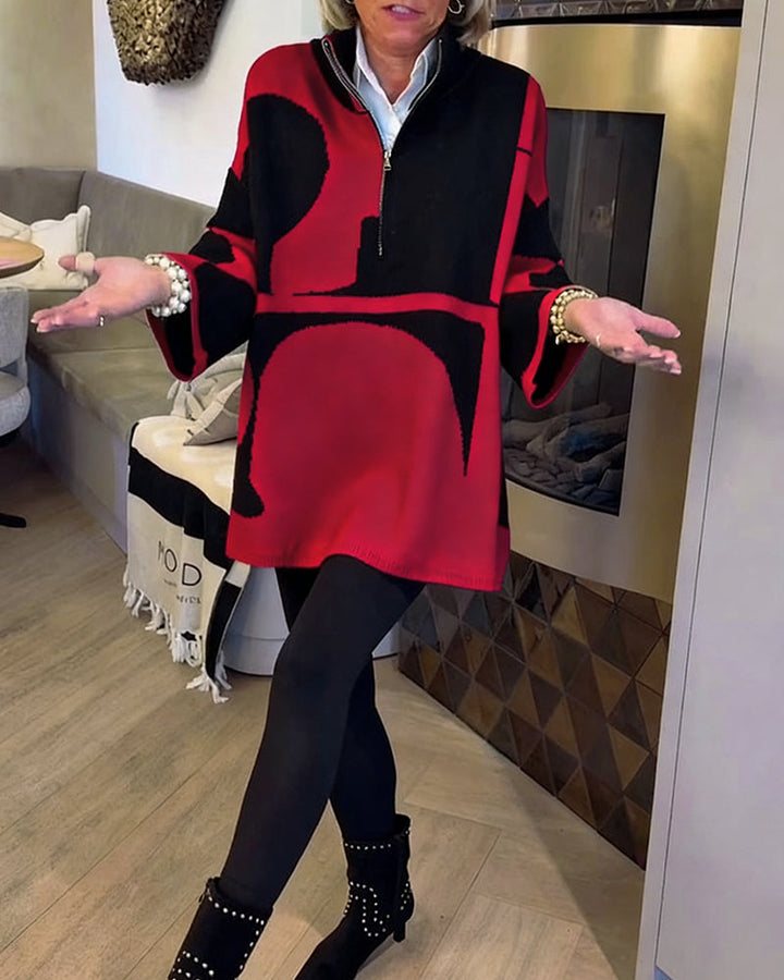 Léna | Elegáns fél-zip álló galléros pulóver