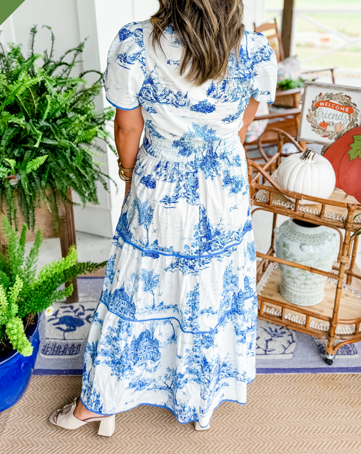 Esther™ Klasszikus Toile Maxi Ruha
