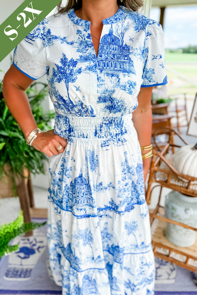Esther™ Klasszikus Toile Maxi Ruha