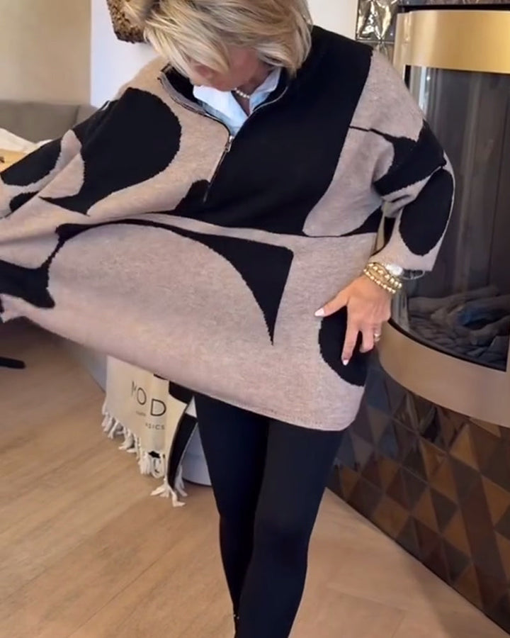 Léna | Elegáns fél-zip álló galléros pulóver