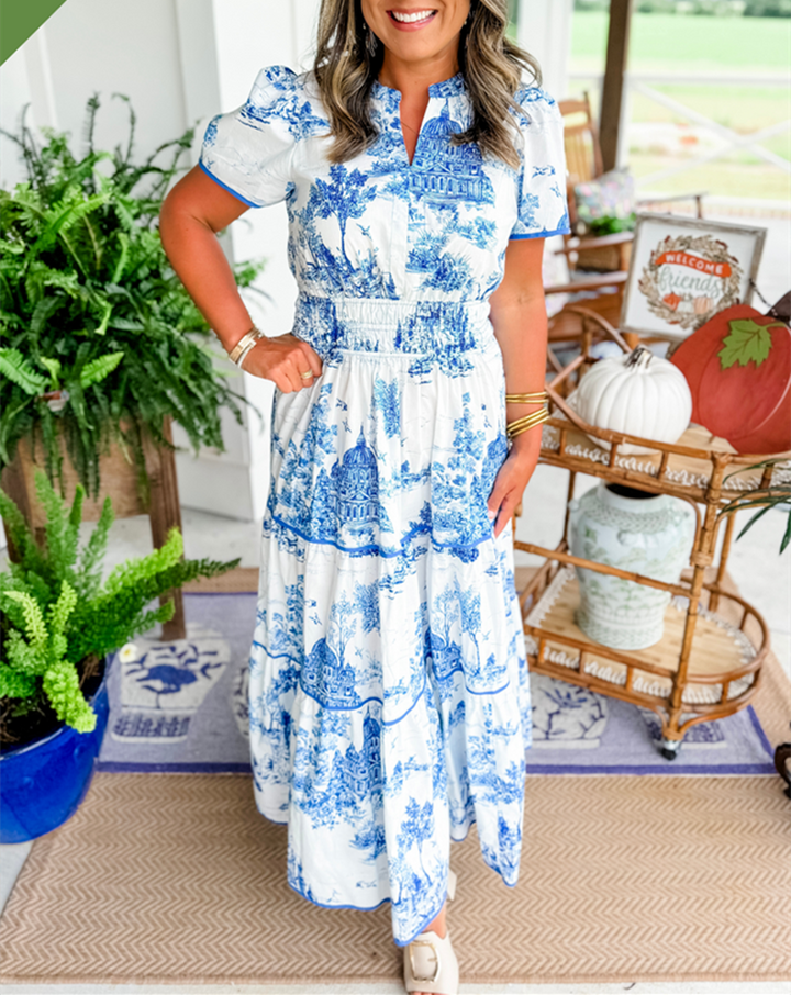 Esther™ Klasszikus Toile Maxi Ruha