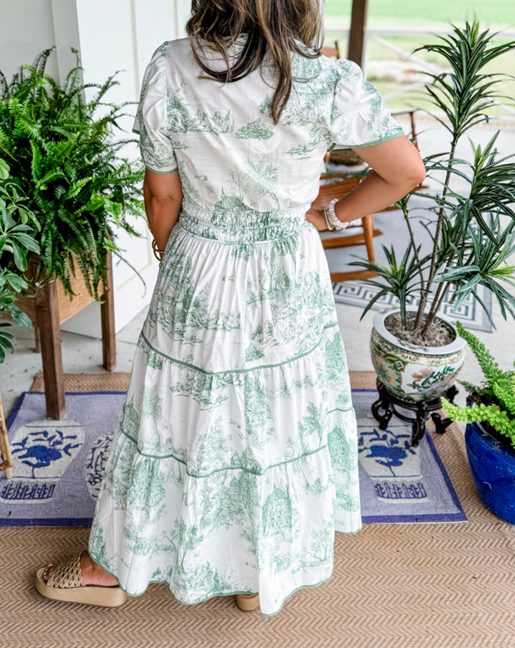 Esther™ Klasszikus Toile Maxi Ruha