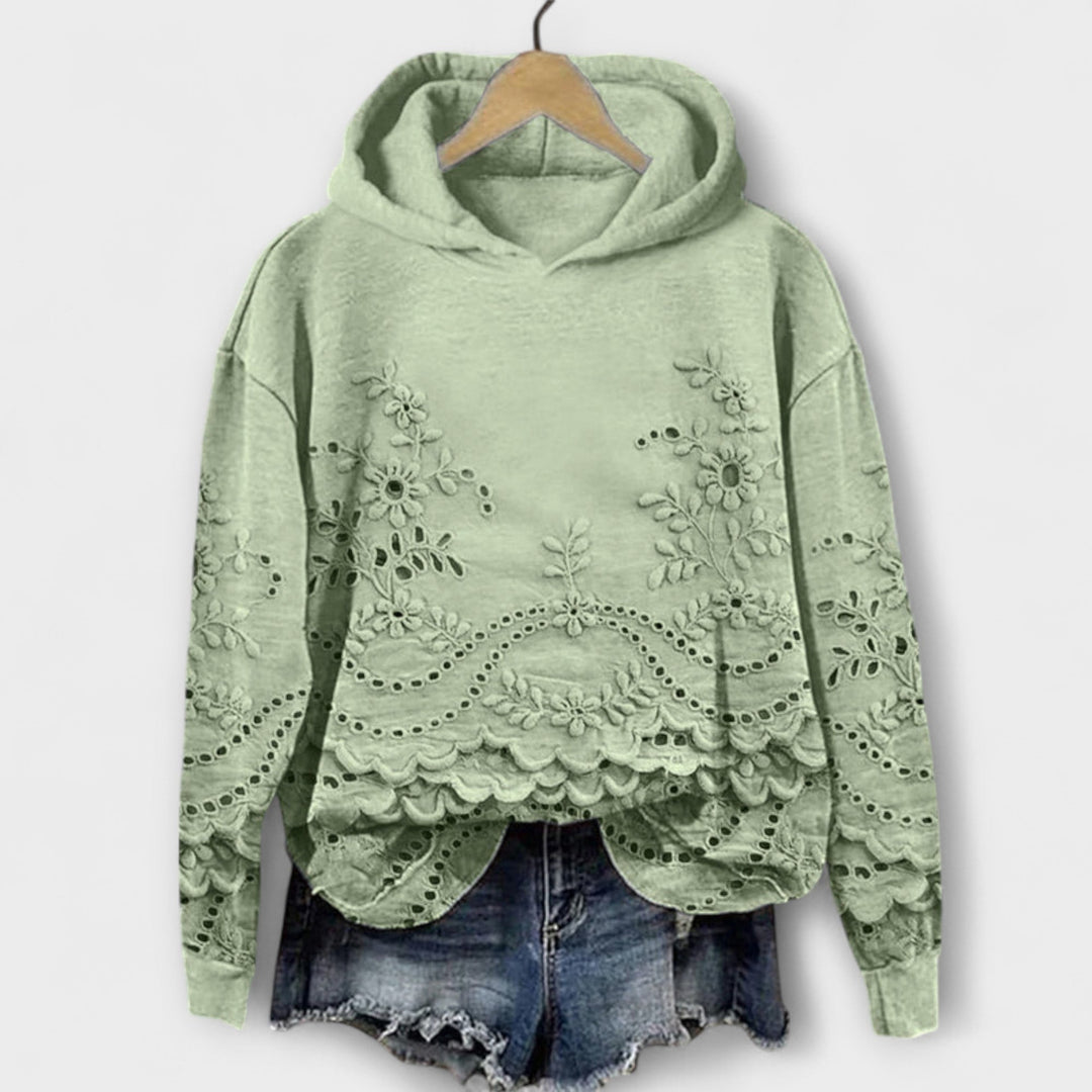 Léna | Elegant hooded top with lace details