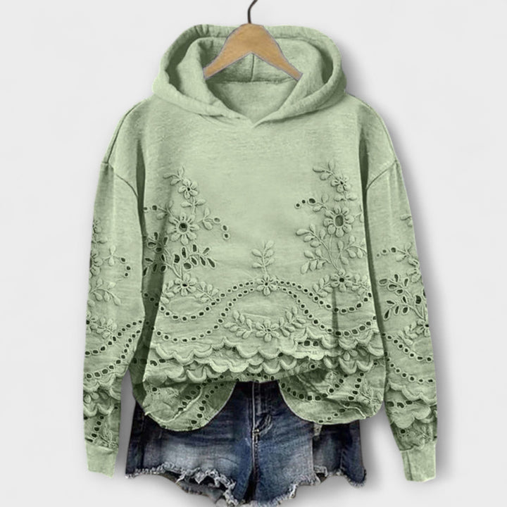 Léna | Elegant hooded top with lace details