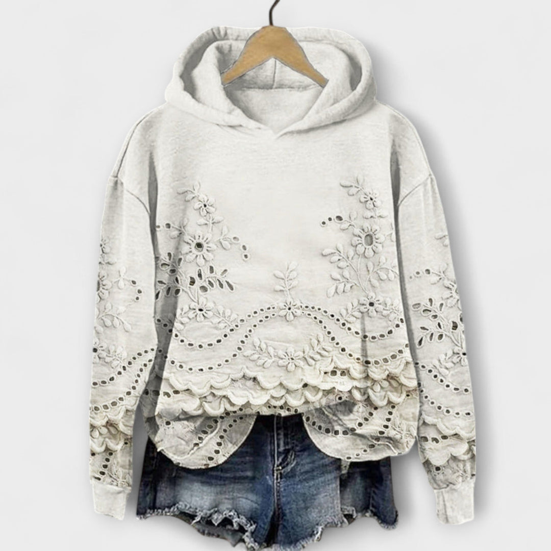 Léna | Elegant hooded top with lace details