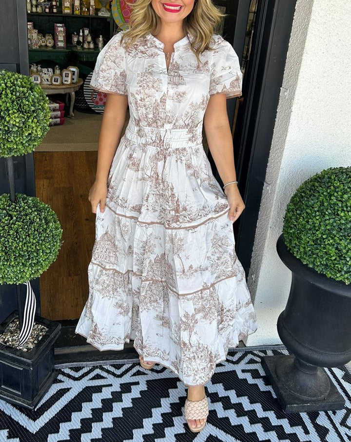 Esther™ Klasszikus Toile Maxi Ruha