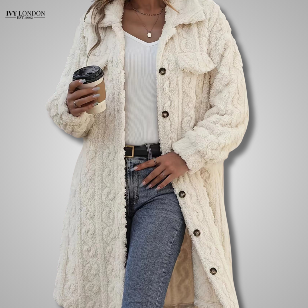 Zsófia | Luxus plüss kabát műszőr kollárral