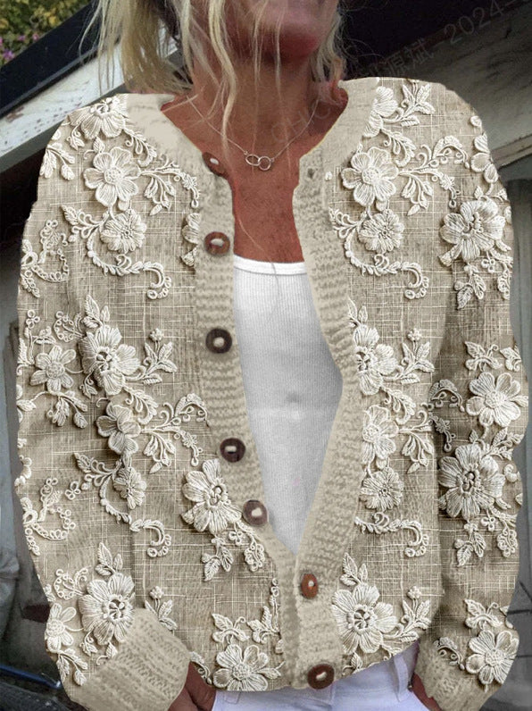 Zsófia | Elegáns virágos hímzett kardigán