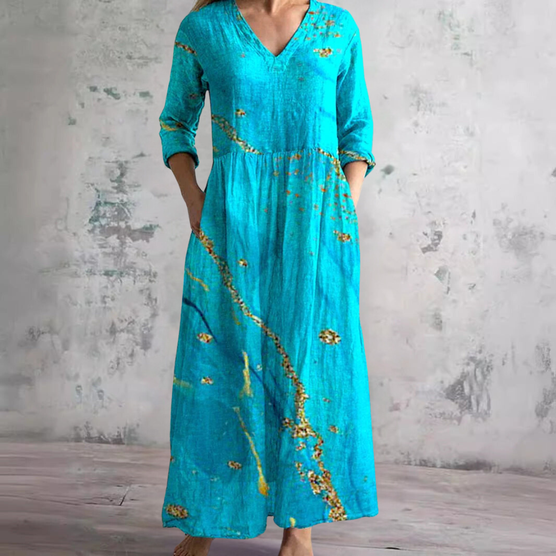 Dearyn | Nyári Ruha V-nyakkal és Virágmintával