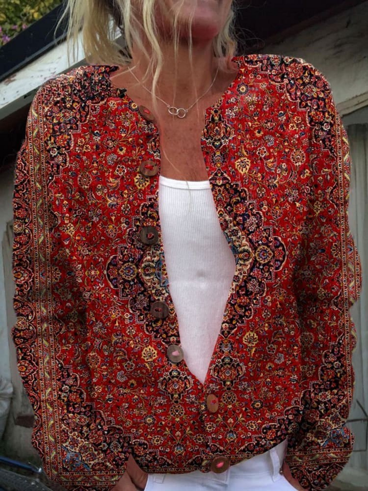 Dália | Vintage művészet kellemes hosszú ujjú kardigán