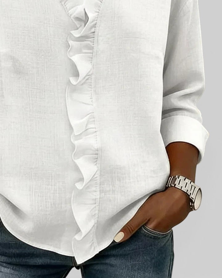 Inés™ | Volános blúz V-kivágással