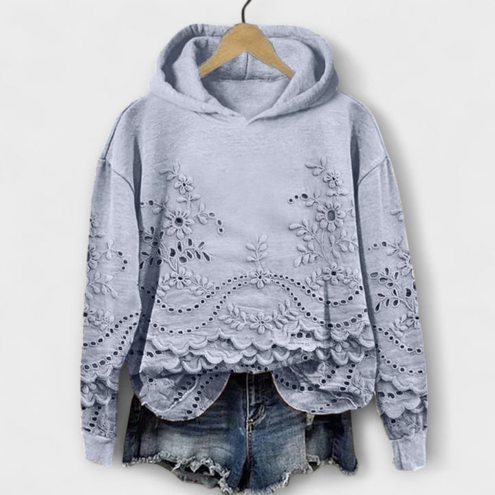 Léna | Elegant hooded top with lace details