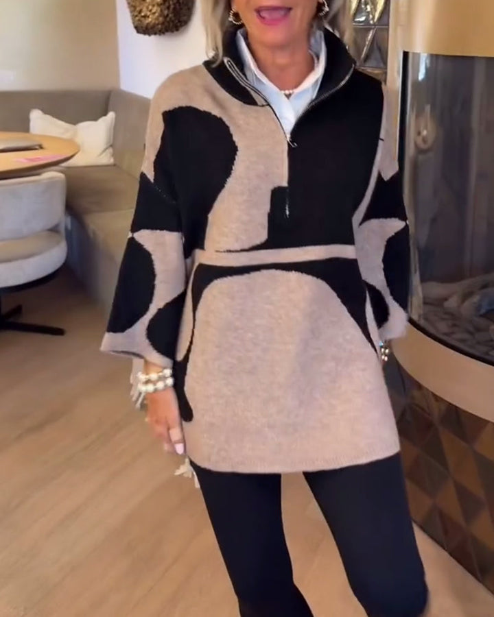 Léna | Elegáns fél-zip álló galléros pulóver