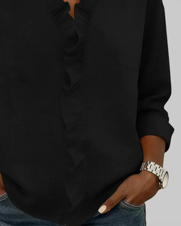 Inés™ | Volános blúz V-kivágással