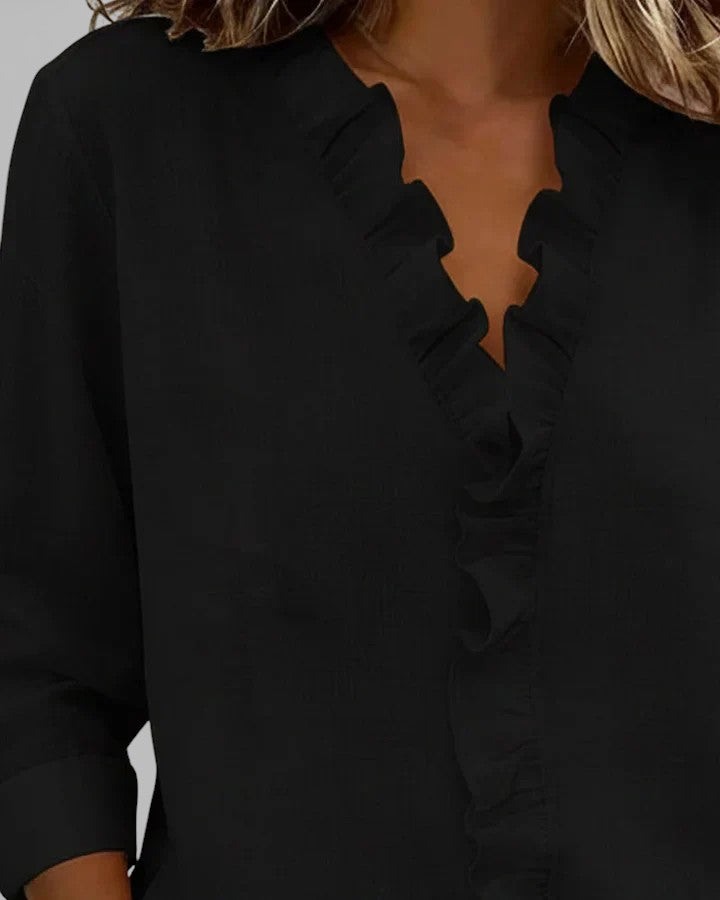 Inés™ | Volános blúz V-kivágással