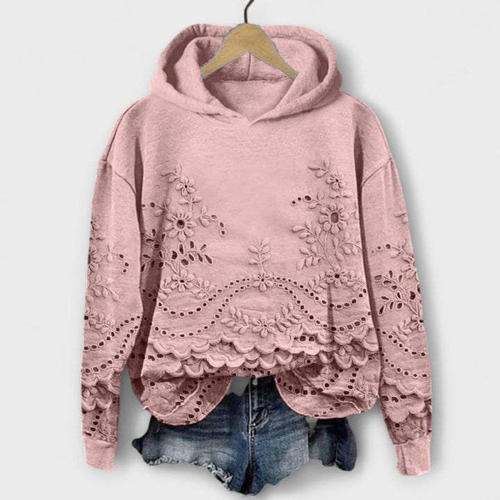 Léna | Elegant hooded top with lace details